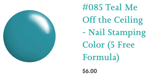 085 Teal me off the ceiling vernis à stamping - Ongles Elaine Lemay