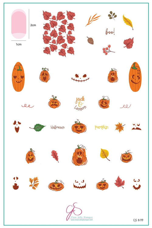 CJS-H-99 Watercolor Pumpkins - Ongles Elaine Lemay