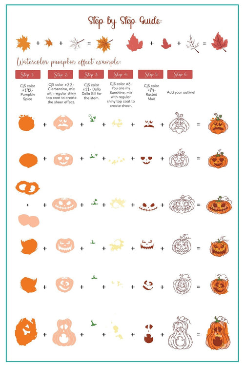 CJS-H-99 Watercolor Pumpkins - Ongles Elaine Lemay