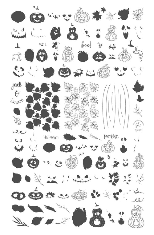 CJS-H-99 Watercolor Pumpkins - Ongles Elaine Lemay