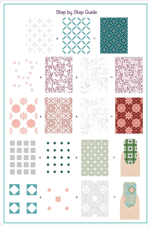 CJS-339 Full nail FAB - Floral Baroque Geo - Ongles Elaine Lemay