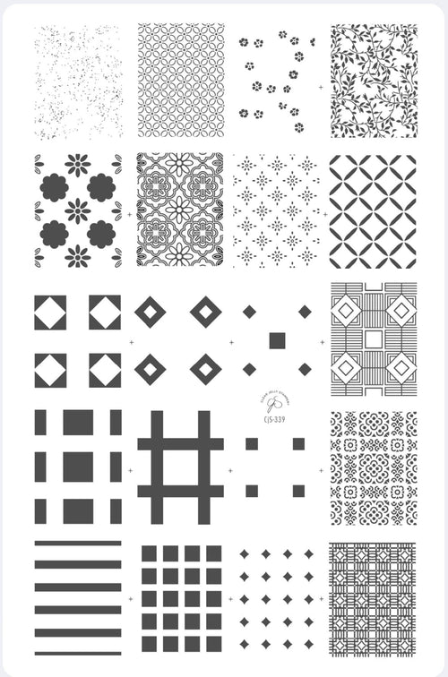 CJS-339 Full nail FAB - Floral Baroque Geo - Ongles Elaine Lemay