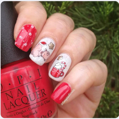 CJS-C-50 Piggy Christmas - Ongles Elaine Lemay