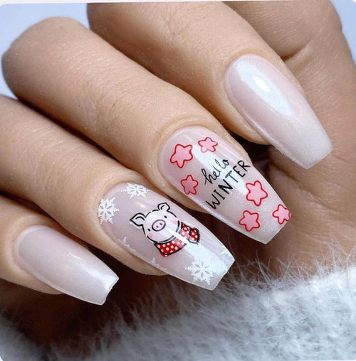 CJS-C-50 Piggy Christmas - Ongles Elaine Lemay