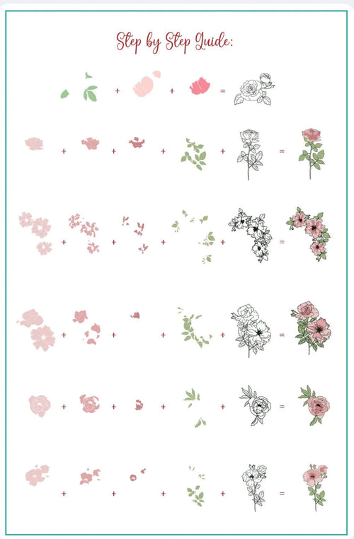 CJS-337 Watercolor Floral Cascade - Ongles Elaine Lemay