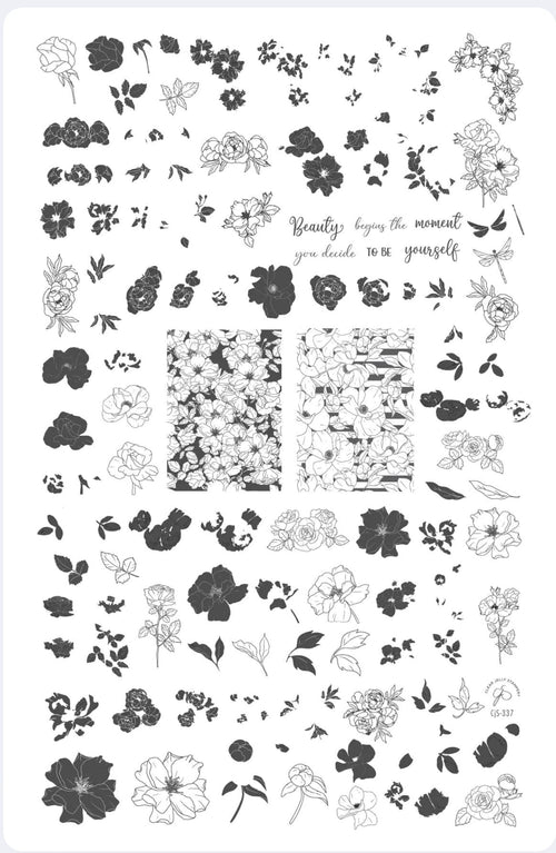 CJS-337 Watercolor Floral Cascade - Ongles Elaine Lemay