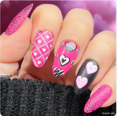 CJS-V-48 Patchwork Valentine - Ongles Elaine Lemay