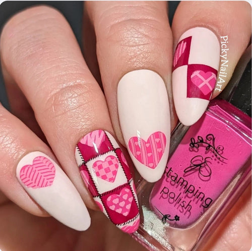 CJS-V-48 Patchwork Valentine - Ongles Elaine Lemay