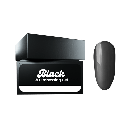 Gel 3D embossé noir - Ongles Elaine Lemay