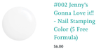 #002 Jenny’s Gonna Love It! Vernis à stamping - Ongles Elaine Lemay