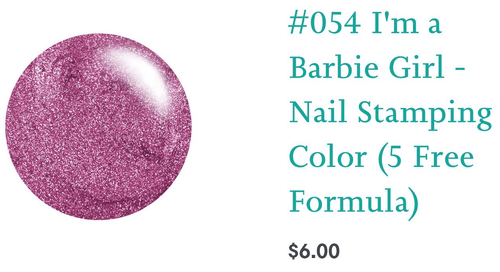 #054 I’m a Barbie Girl vernis à stamping - Ongles Elaine Lemay