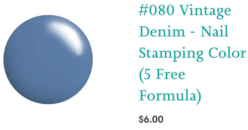 #080 Vintage Denim vernis Ă  stamping - Ongles Elaine Lemay