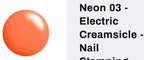 #N03 Electric Creamsicle neon vernis Ă  stamping - Ongles Elaine Lemay