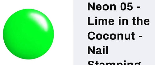 #N05 Lime in the coconut neon vernis Ă  stamping - Ongles Elaine Lemay
