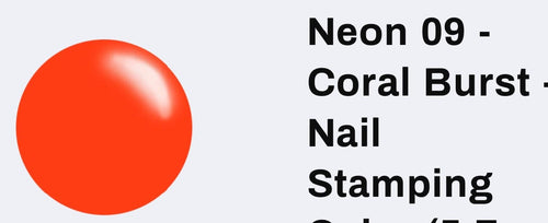 #N09 Coral Burst neon vernis Ă  stamping - Ongles Elaine Lemay