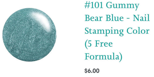 #101 Gummy Bear Blue vernis Ă  stamping - Ongles Elaine Lemay