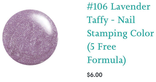 #106 Lavender Taffy vernis Ă  stamping - Ongles Elaine Lemay