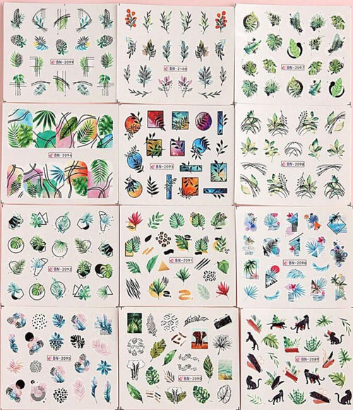Water decals tropical 12 motifs - Ongles Elaine Lemay