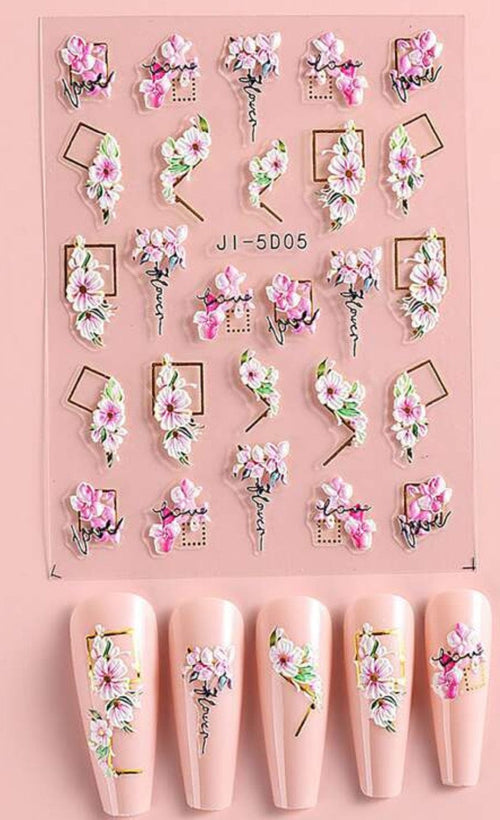 Collant fleurs 3D - Ongles Elaine Lemay