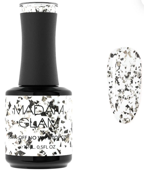 Touches of silver top coat - Ongles Elaine Lemay
