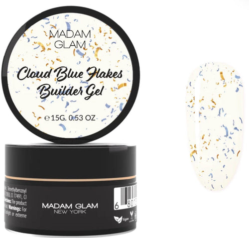 Builder gel Cloud Blue Flakes en pot 15g - Ongles Elaine Lemay