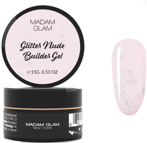 Builder gel Glitter Nude Pink en pot 15g - Ongles Elaine Lemay