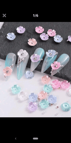 Fleurs 3d multicolore - Ongles Elaine Lemay