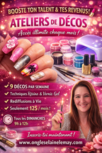 Atelier déco mensuel vidéo pas à pas - Ongles Elaine Lemay