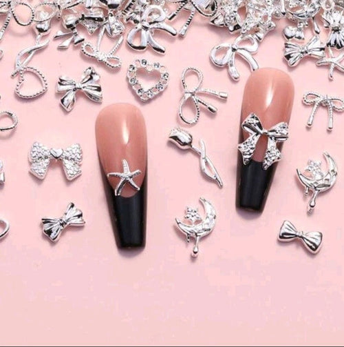 Bijoux 3D argent paquet de 30 - Ongles Elaine Lemay