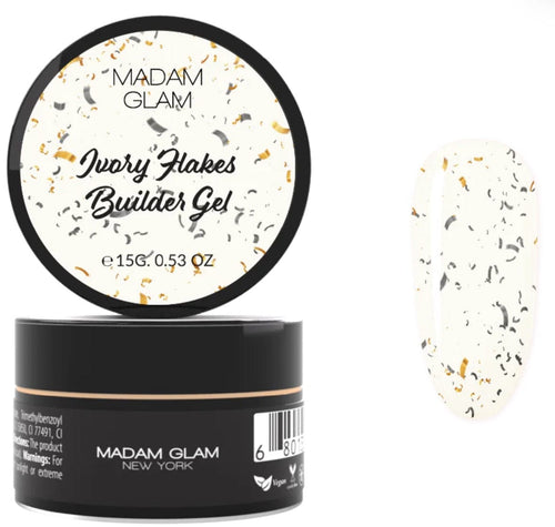 Builder gel Ivory Flakes en pot 15g - Ongles Elaine Lemay