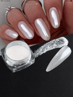 Chrome perles blanc - Ongles Elaine Lemay