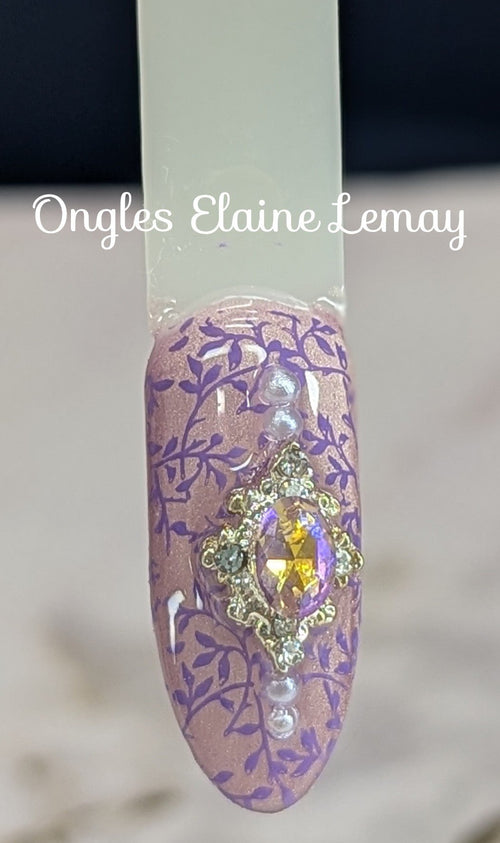 CJS-339 Full nail FAB - Floral Baroque Geo - Ongles Elaine Lemay