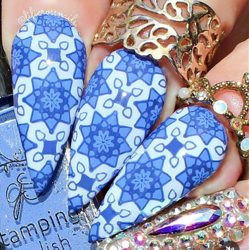 CJS-361 Full Nail Fab - Floral Mosaic - Ongles Elaine Lemay