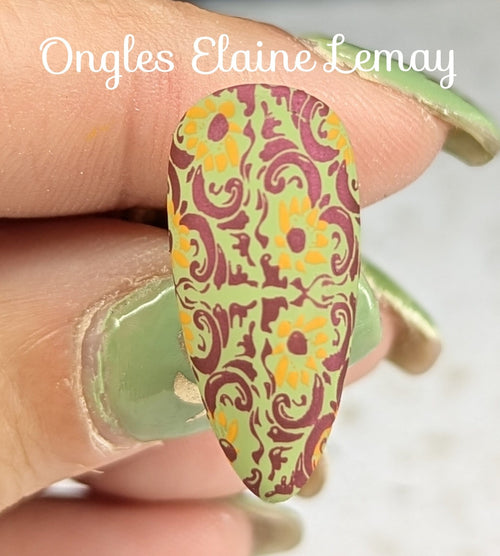 CJS-361 Full Nail Fab - Floral Mosaic - Ongles Elaine Lemay