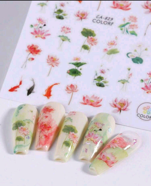Collant poisson koi et nénuphar- Ongles Elaine Lemay