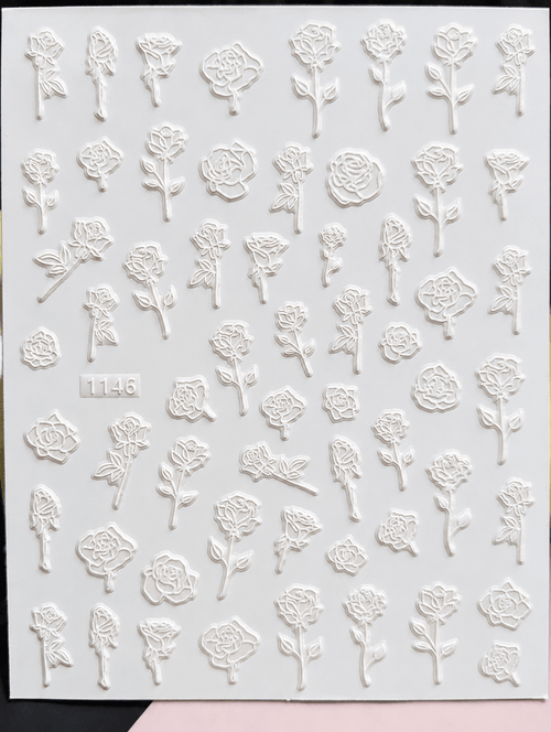 Collant roses blanc - Ongles Elaine Lemay