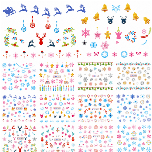 Feuille 12 modèles BN-661 water decals - Ongles Elaine Lemay