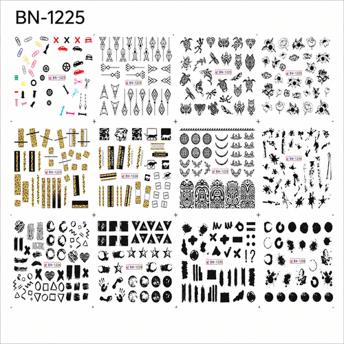 Feuilles 12 motifs BN-1225 - Ongles Elaine Lemay