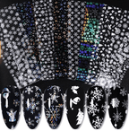 Foil Noël-hiver holo & blanc - Ongles Elaine Lemay