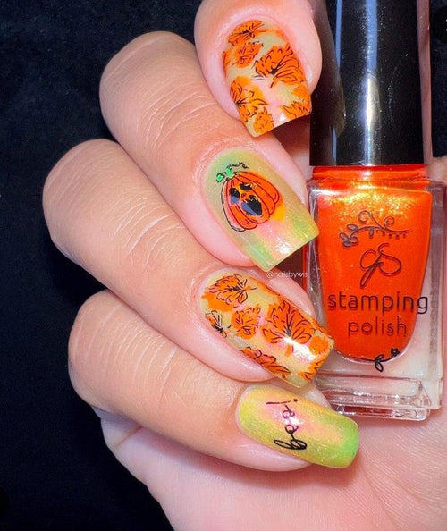 CJS-H-99 Watercolor Pumpkins - Ongles Elaine Lemay