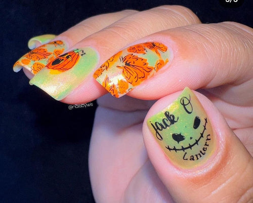 CJS-H-99 Watercolor Pumpkins - Ongles Elaine Lemay