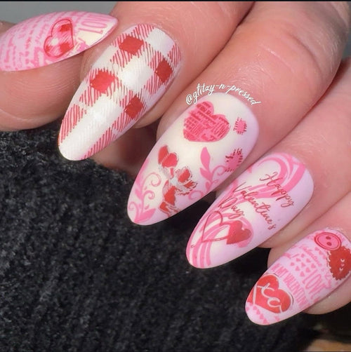 CJS-V-34 Patterned Valentines - Ongles Elaine Lemay