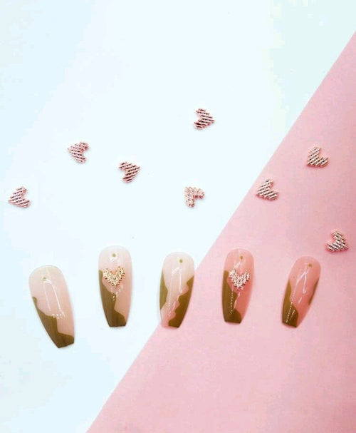 CĆur rose gold (paquet de 10) - Ongles Elaine Lemay