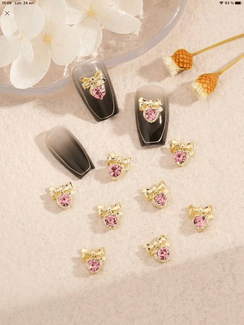 Boucles or et rose (paquet de 10) - Ongles Elaine Lemay