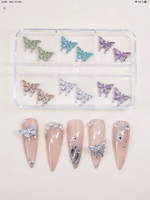Papillons en cristal (paquet de 12) - Ongles Elaine Lemay