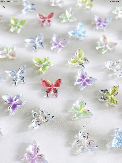 Papillons multicolor (paquet de 20) - Ongles Elaine Lemay