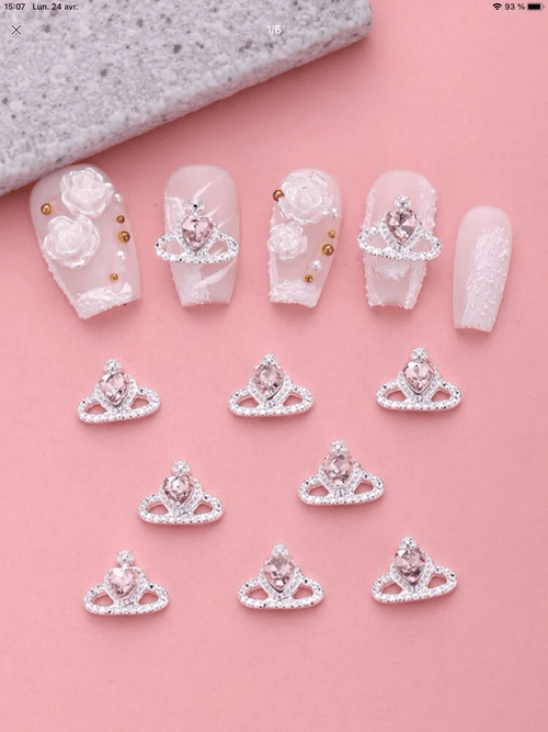 Bijoux couronne clear/rose (paquet de 10) - Ongles Elaine Lemay