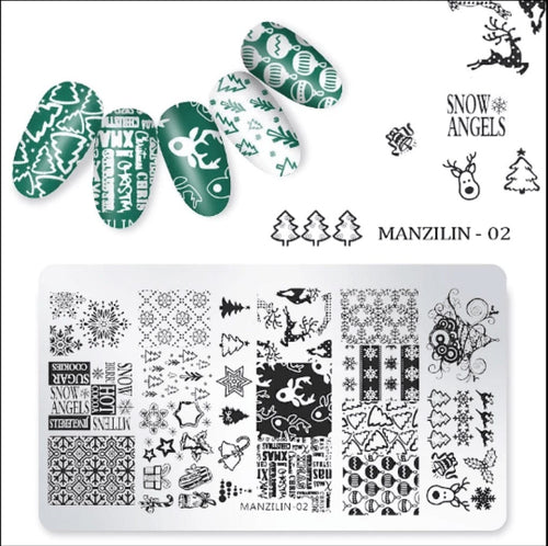 Plaque de stamping manzilin 02 - Ongles Elaine Lemay