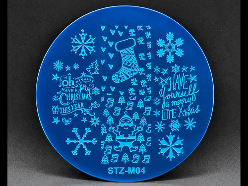 Plaque de stamping Noël STZ M04 - Ongles Elaine Lemay