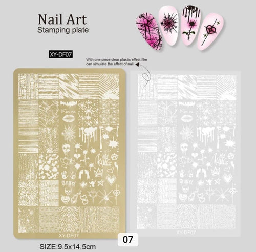 Plaque de stamping XY-DF07 - Ongles Elaine Lemay